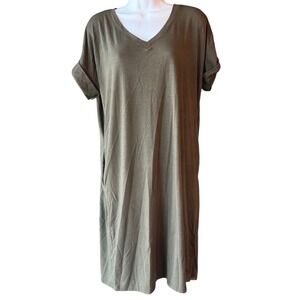 Zenana Premium Olive Green T-Shirt Dress Size Medium Casual Minimalist Core